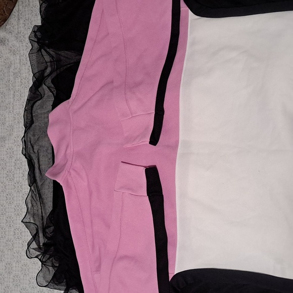 DKNY Sport Sweater Womans Large Black White Pink Jacket Top Pullover Half Zip. - Picture 2 of 3